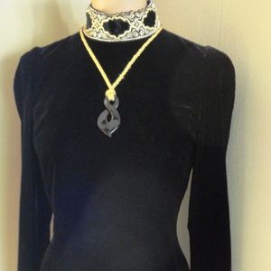 RUSSIAN STYLE VINTAGE BLACK VELVET DRESS-